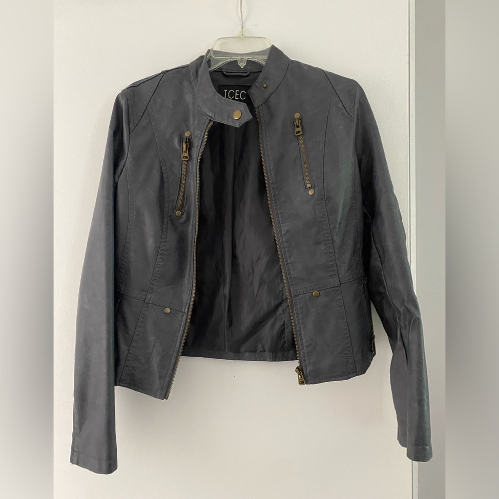 TCEC gray leather jacket.